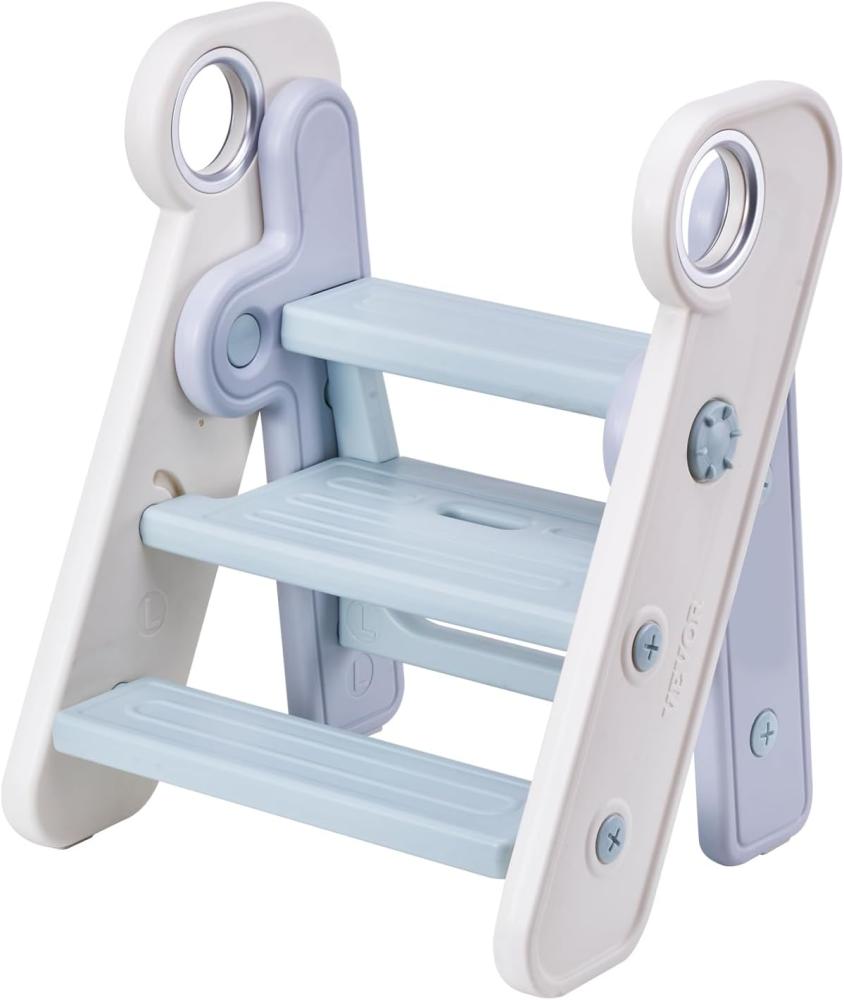 VEVOR Tritthocker Kinder 68kg Gewichtskapazität Trittschemel 490 x 420 x 600 mm Hocker PE-Material Anti-Rutsch-Polster Badhocker 3 auf 2 Stufen Lernturm Klappbar Kinderschemel Trittschemel Kinderhocker Bild 1