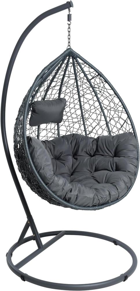 Polyrattan Hängesessel Hängekorb mit Gestell und XXL Relaxkissen Hängestuhl Bild 1