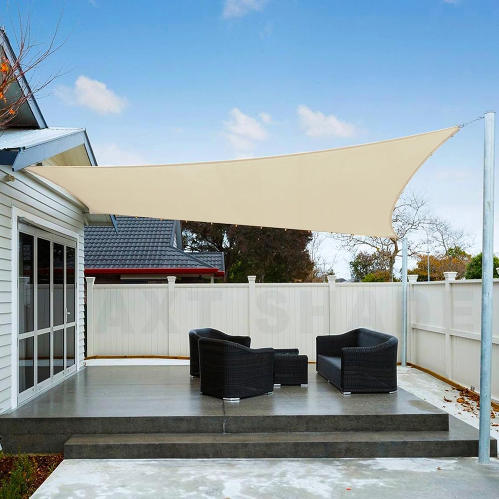 AXT SHADE Sonnensegel Wasserdicht Rechteckig 2x3 m Wetterschutz Sonnenschutz PES Polyester mit UV Schutz für Terrasse Balkon Garten-Helles Khaki Bild 1