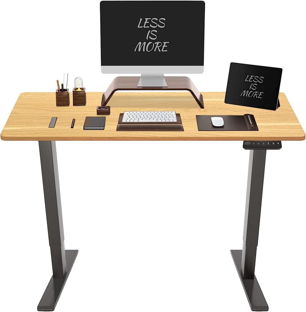 Flexispot Hemera Höhenverstellbarer Schreibtisch (120x60 cm), mit Memory-Steuerung und Softstart/-Stop& integriertes Anti-Kollisionssystem, Schwarz Gestell + Ahorn Tischplatte Bild 1
