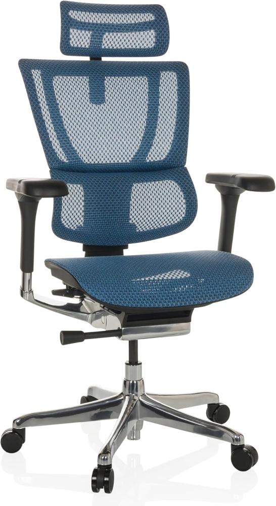 hjh OFFICE Bürostuhl ERGOHUMAN Slim I Netz ergonomischer Bürosessel mit Flexibler Lordosenstütze, Blau, 652291 Bild 1