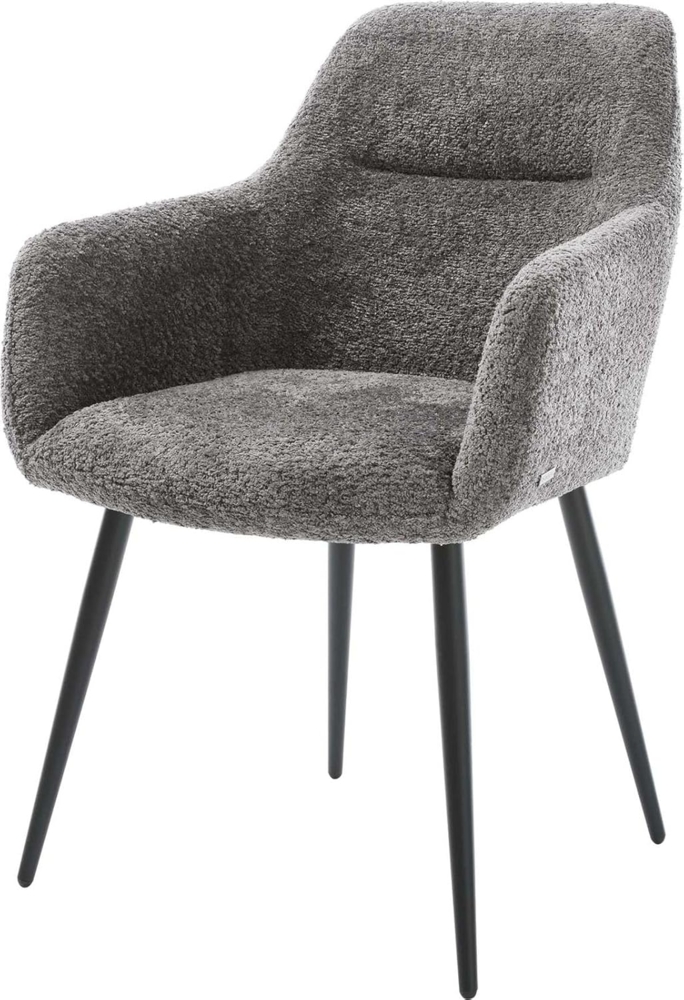 Esszimmerstuhl Pejo-Flex Bouclé Grau 4-Fuß konisch Schwarz Taschenfederkern Bild 1