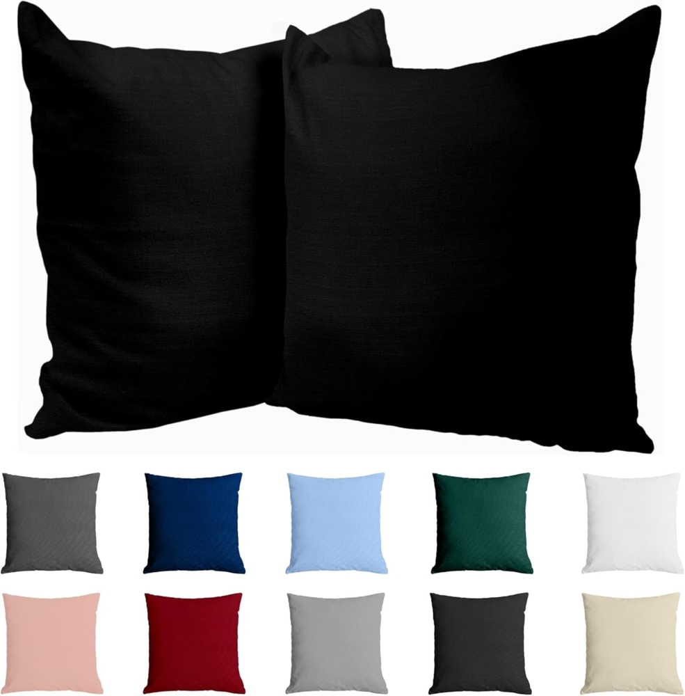 Kissenbezug 40x40 Baumwolle Renforcé (2er-Set) - Schwarz - Dicht gewebt mit 57 Fäden/cm² - 40x40 cm Kissenbezug - Oeko Tex Zertifiziert - Dreamzie Bild 1