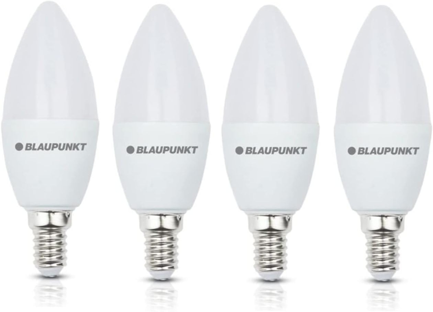 Blaupunkt LED E14 Birne – Kerze – LED-Leuchtmittel – Raumbeleuchtung – 7W – Ersatz für 50W Glühbirne – Warmweiß 2700K – 640 Lumen – Energie- und Kostensparendes Licht – Led Lampen – 4-er Pack Bild 1