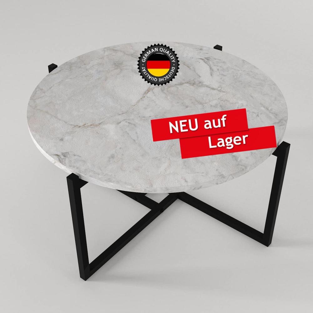 Couchtisch Noce mit Metallfüße in Marmoroptik Weiß Rund Bild 1