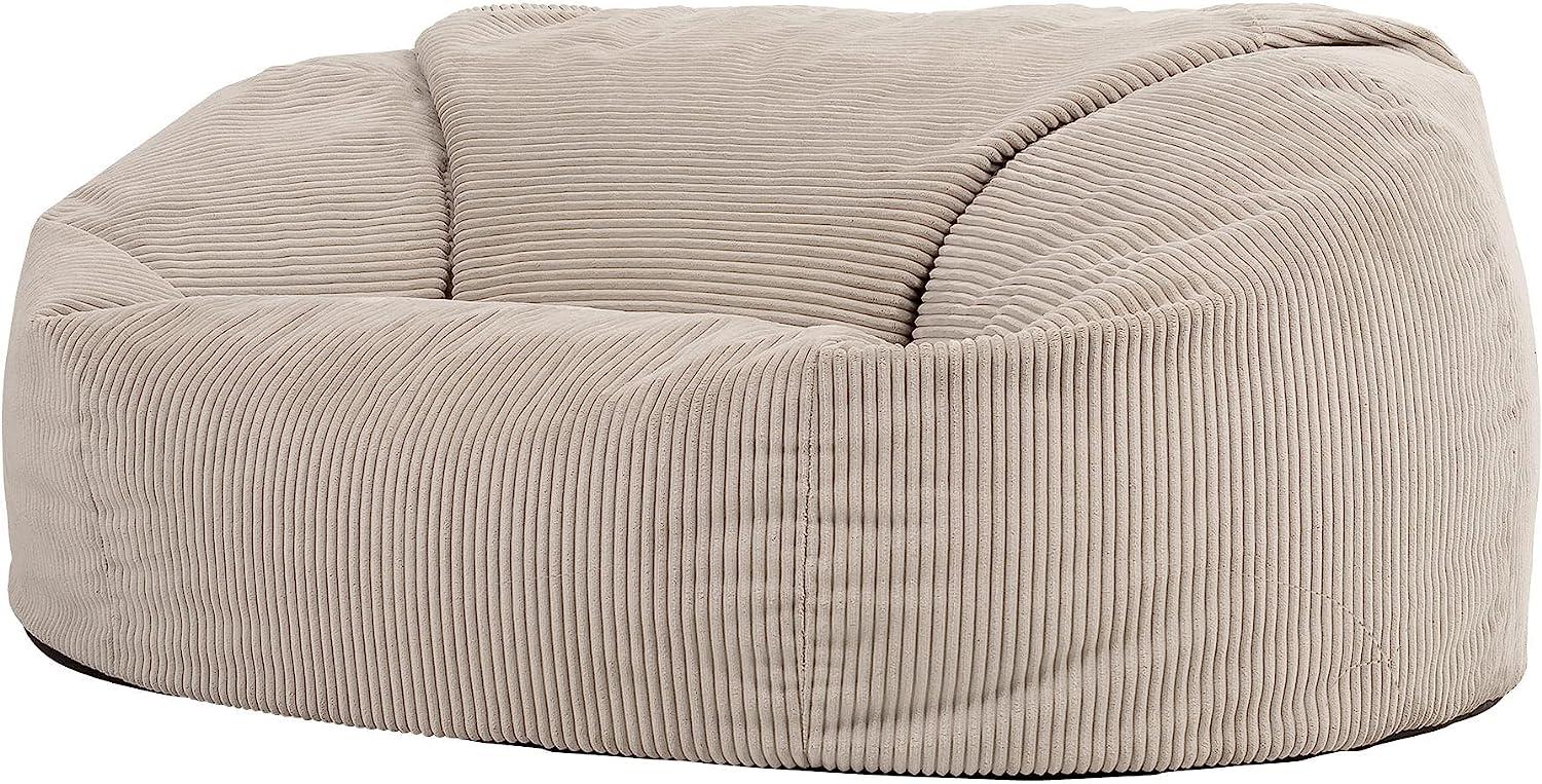 icon Riesensitzsack Flauschig „Soul“, Beige, Cord XXL Sitzsack Sofa für Erwachsene, Sitzsack Sessel mit Füllung für das Wohnzimmer Bild 1