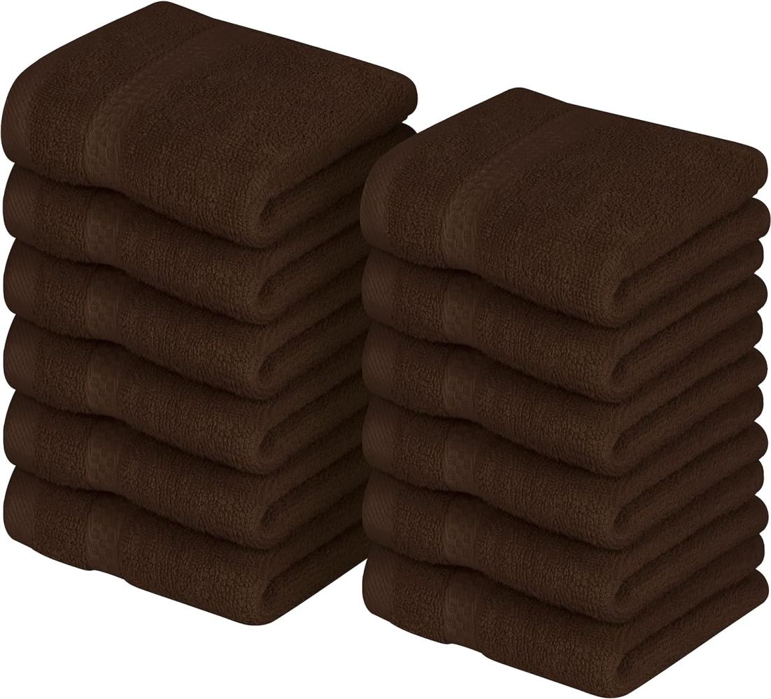 Utopia Towels - 12er Pack Seiftücher mit Aufhängeschlaufen 30x30 cm, aus 100% Baumwolle weiche und saugfähige Waschlappen für die Gesichtsreinigung (Braun) Bild 1