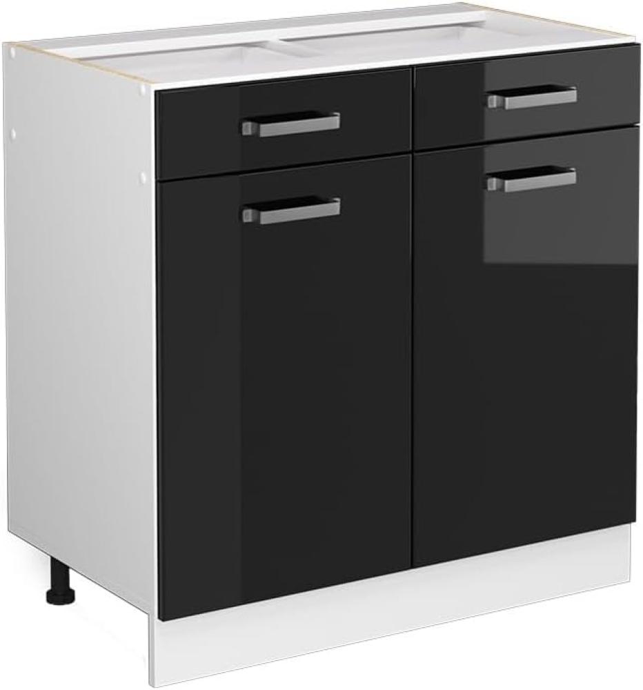 Vicco Küchenunterschrank R-Line, Schwarz Hochglanz/Weiß, 80 cm ohne Arbeitsplatte Bild 1