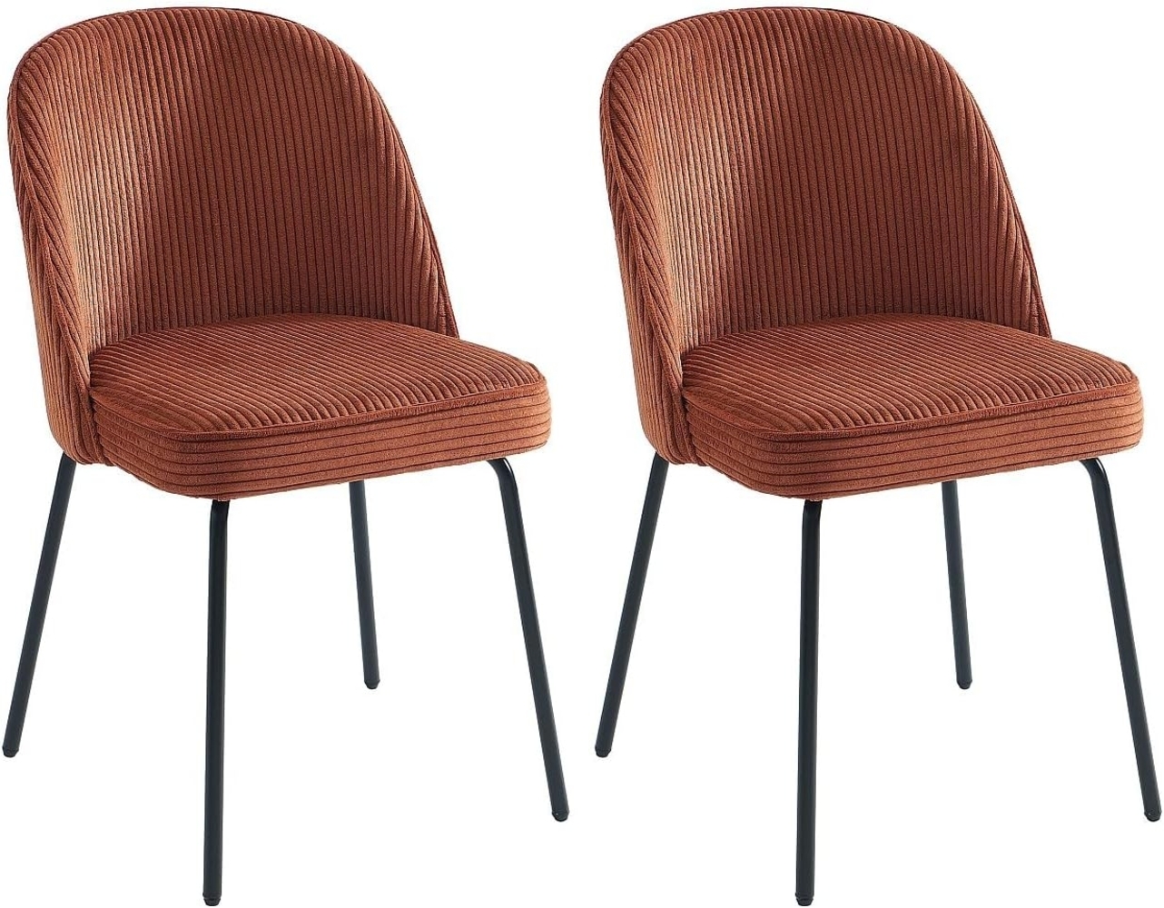 Vente-unique - Stuhl 2er-Set - Cord & schwarzes Metall - Terracotta - ALPALI Bild 1