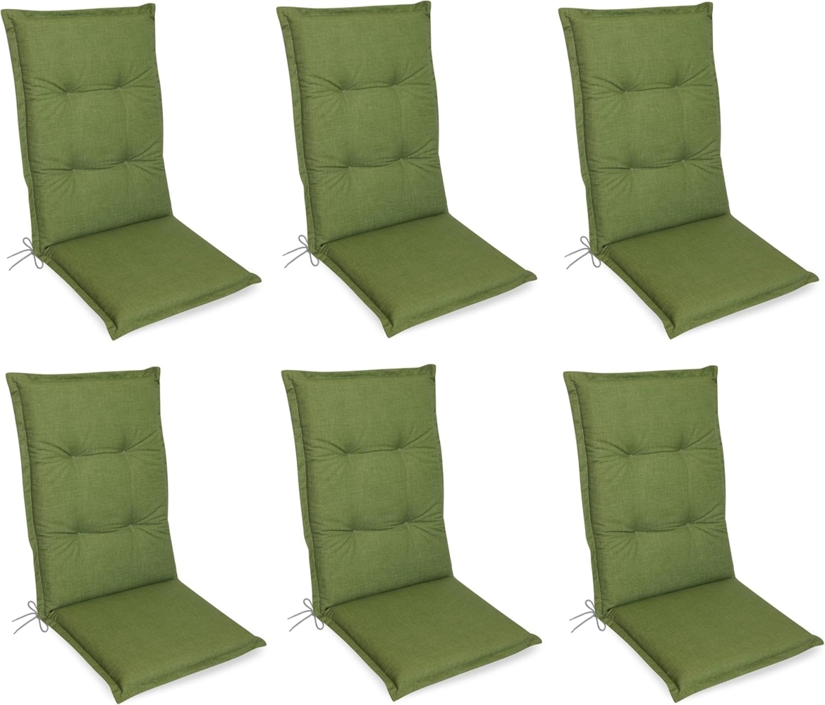 Gardissimo Hochlehnerauflage Premium grün 6 er Set Gartenstuhl Auflagen Kissen Polster Hochlehner, (Spar-Set, 6 St, 6 Auflagen), für Hochlehner-Stühle UV-beständig inkl. Bindebänder und Haltebänder Bild 1