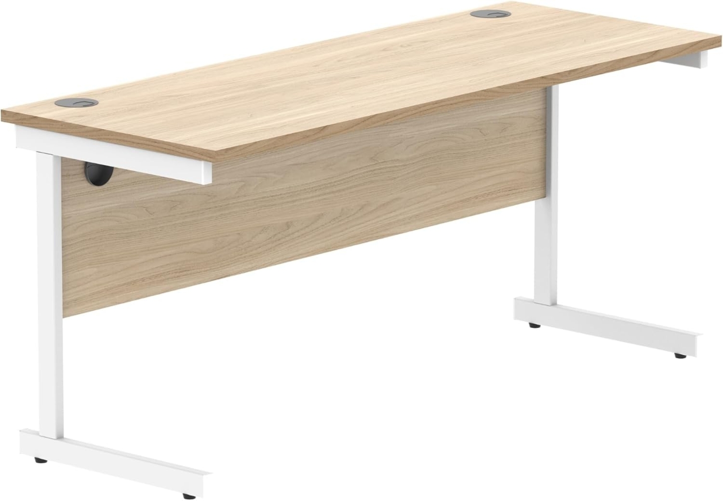 office hippo Essentials Rechteckiger Schreibtisch-Computer-Arbeitsplatz, Heimbürotisch mit Kabelanschluss-Management, 160x60 cm, Holz, Kanadische Eiche Bild 1