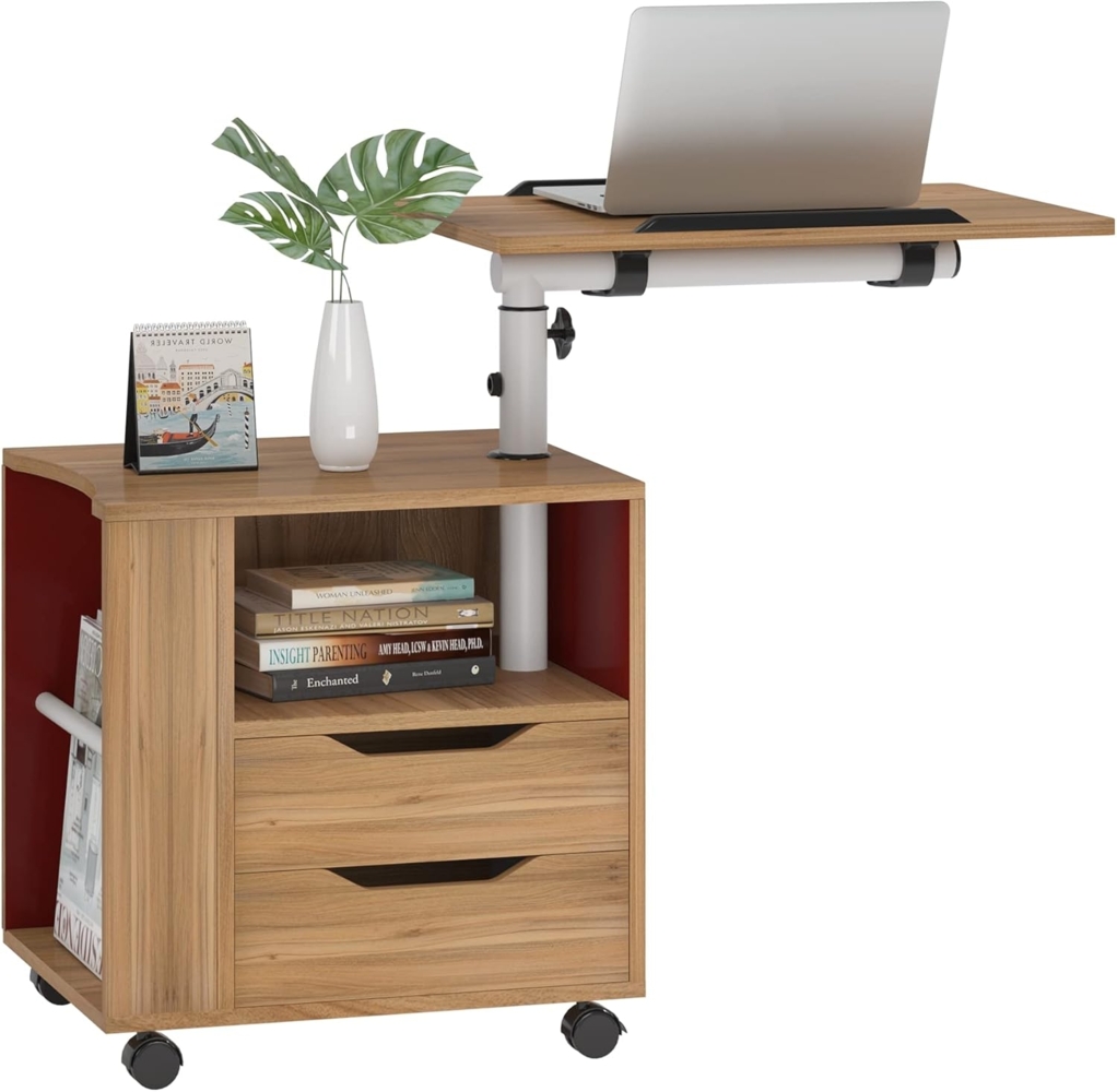 sogesfurniture Nachttisch Höhenverstellbar Beweglicher Schlafzimmer-Beistelltisch Überbett Nachttisch Stapelbar Beistelltisch Schlafzimmermöbel Eiche Bild 1