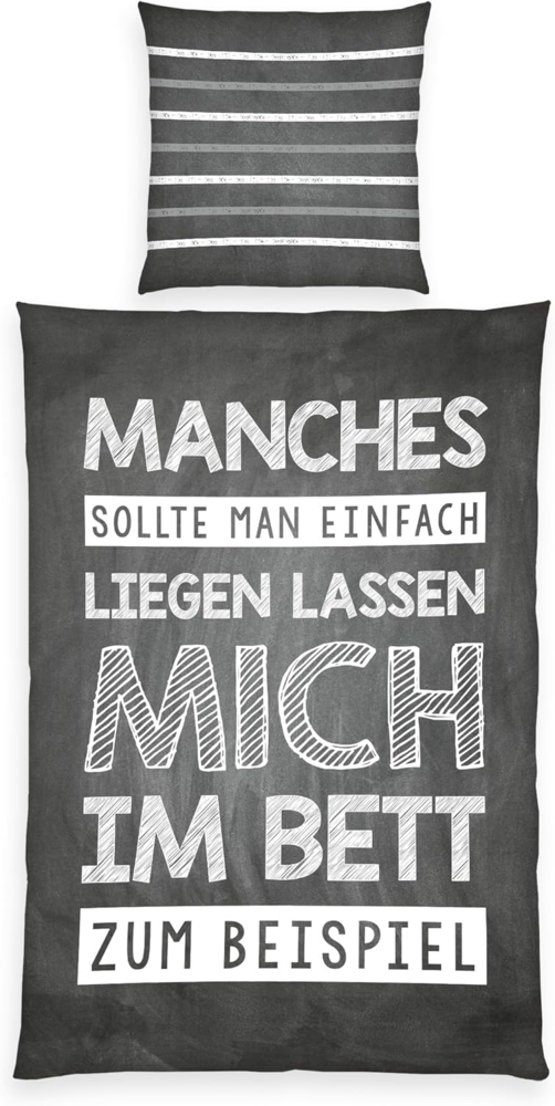 Herding Renforcé Sprüche Bettwäsche Bettbezug 135x200 cm Kopfkissenbezug 80x80 cm Bild 1