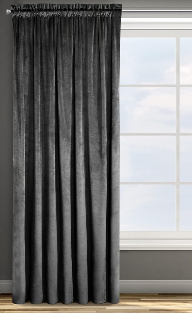 Samtvorhang Velours Vorhänge zum Wohnzimmer Prachtvoll Elegant schwarz 140x270 cm Kräuselband Bild 1