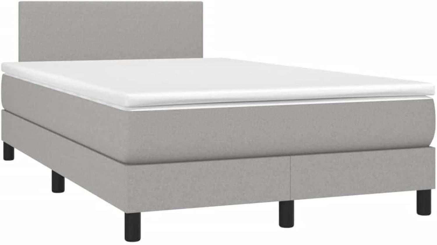 vidaXL Boxspringbett mit Matratze, Stoff, Hellgrau, 120 x 200 cm, H2 Bild 1