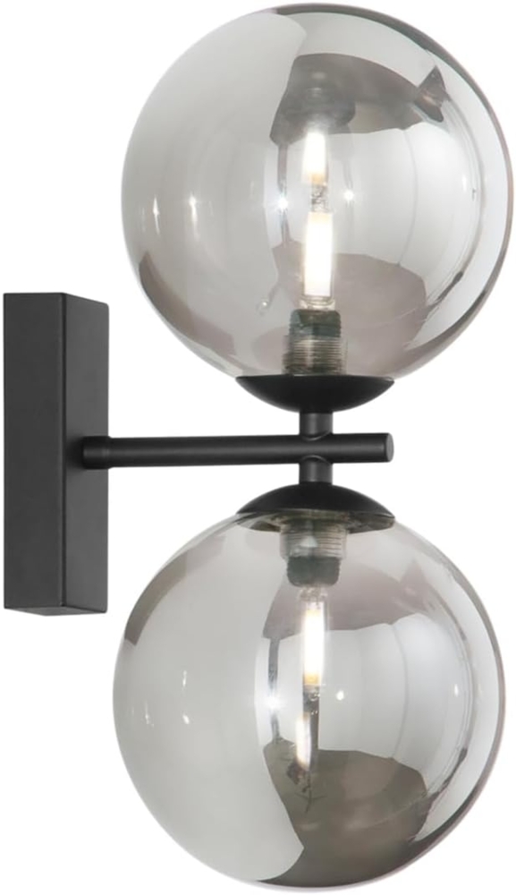 LED Wandleuchte mit Schalter, Schwarz Glaskugeln Rauchglas, Höhe 34cm Bild 1