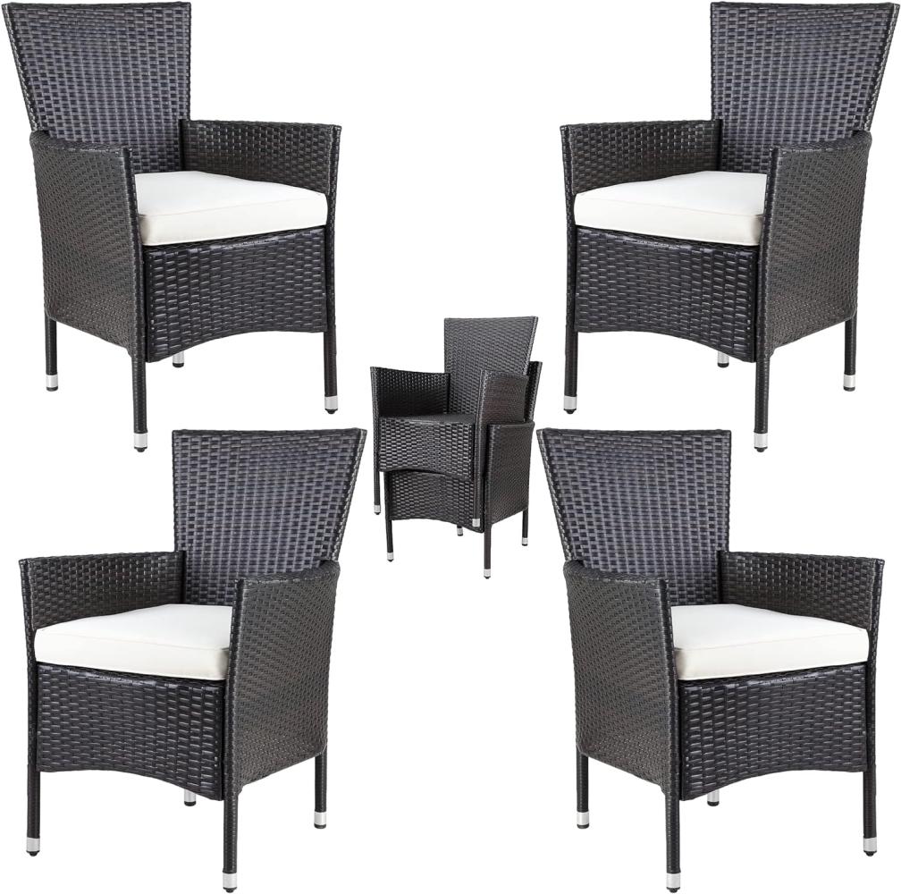 Casaria Gartenstuhl, Polyrattan 4er Set Stapelbar 7cm Auflagen 160kg Belastbarkeit Bild 1