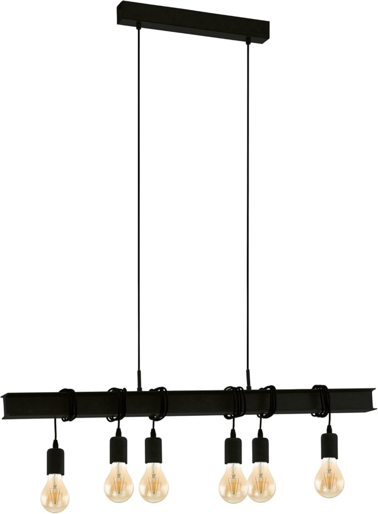 EGLO Hängelampe Townshend, 6-flammige Vintage Pendelleuchte über Esstisch, Deckenlampe hängend im Industrial Design, Esszimmerlampe aus Stahl in Schwarz, E27 Fassung Bild 1