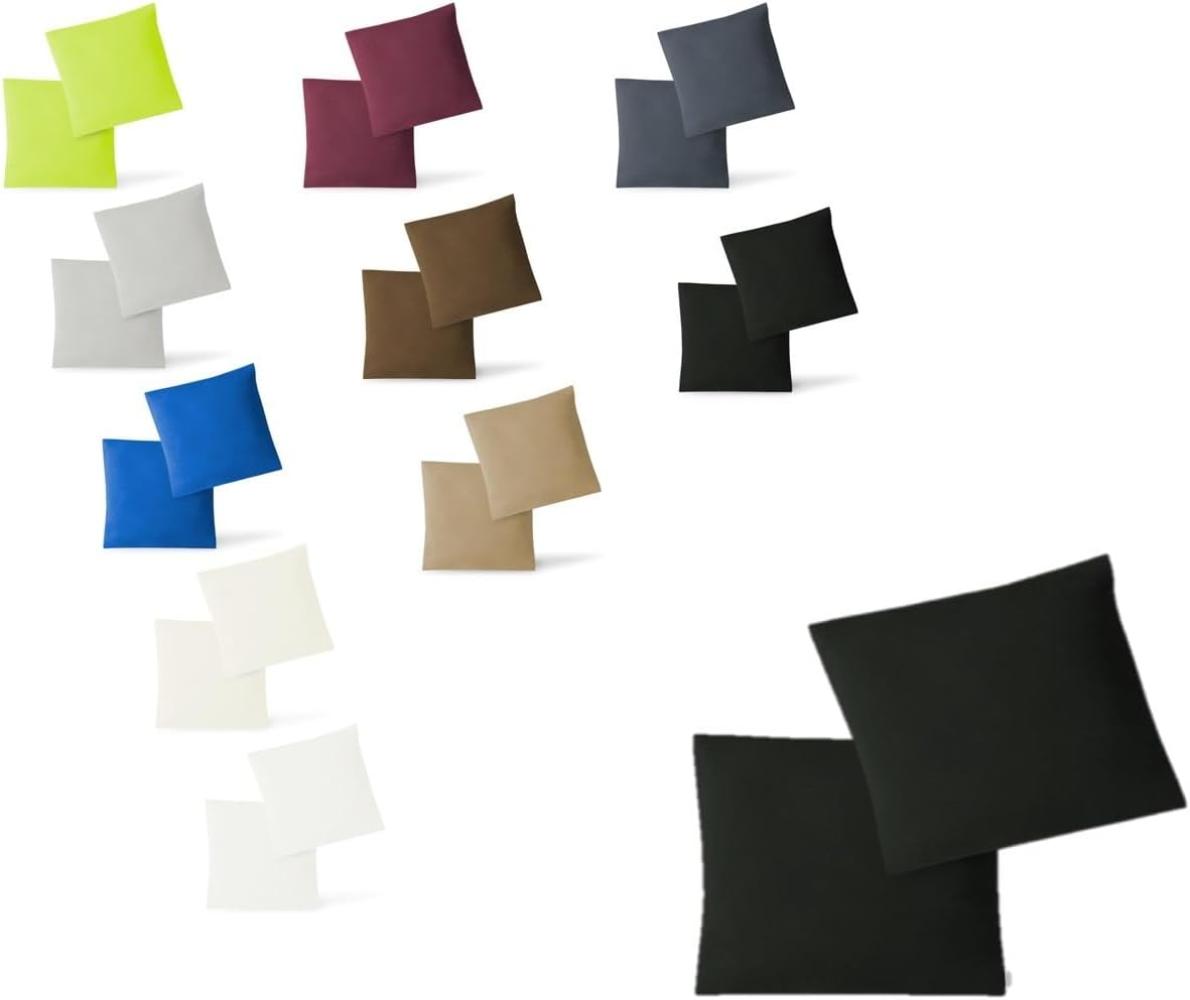 Jersey Kissenbezug, 2er Set, Baumwolle, Schwarz, 80x80 cm Bild 1