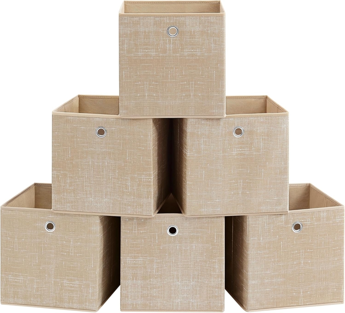 SONGMICS Aufbewahrungsbox mit Griff, 6er Set, Vliesstoff sandbeige, 30 x 30 x 30 cm Bild 1