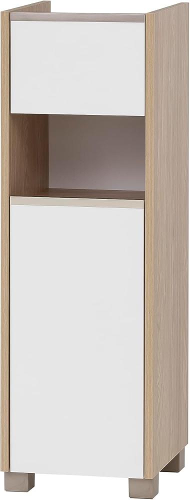 Schildmeyer Seitenschrank, Holzwerkstoff, Eiche hell Dekor/weiß matt, 30,2 x 33 x 94,7 cm Bild 1