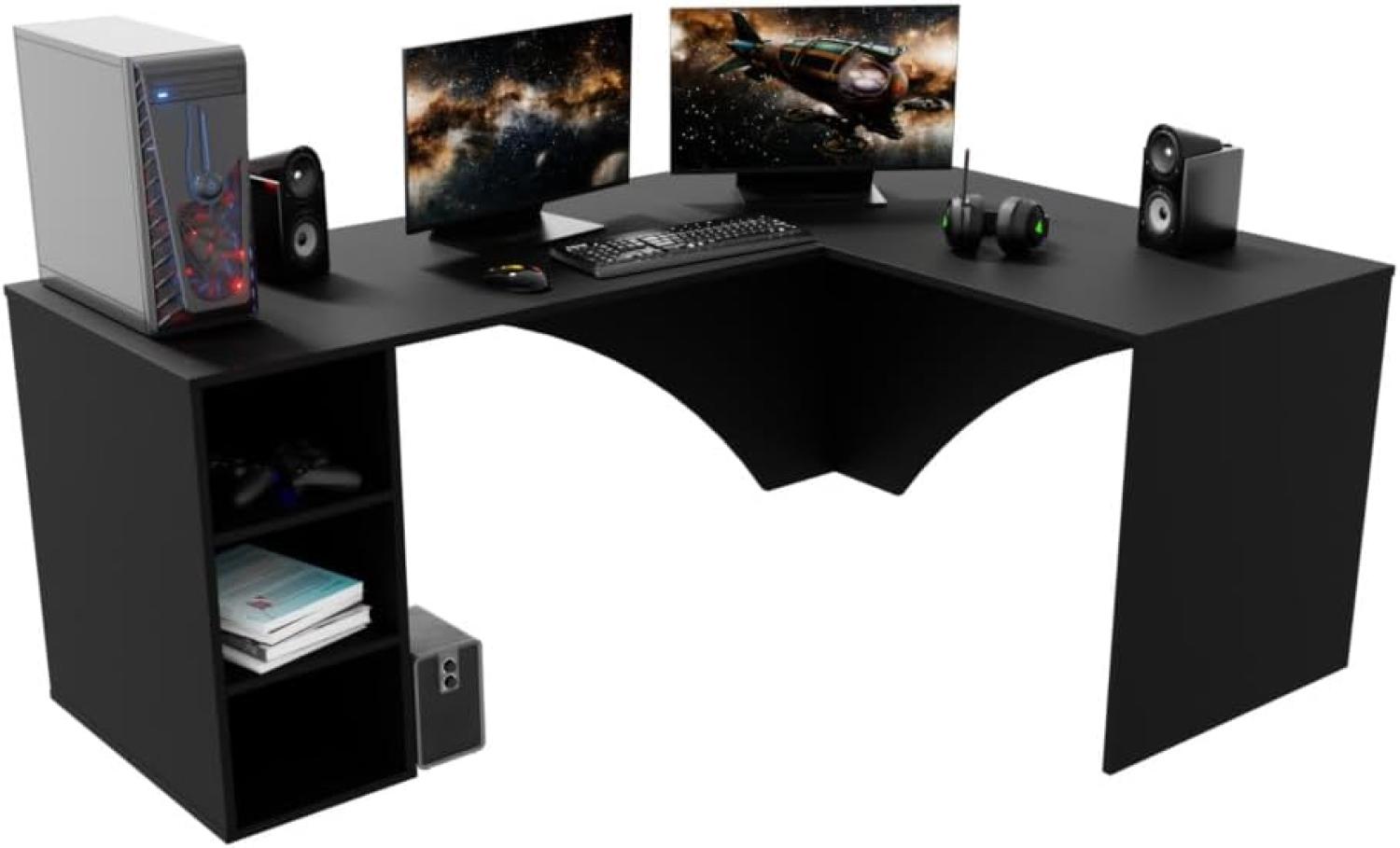 Gaming-Ecktisch CARAMBOL, 185 x 74 x 135, mitchwarz, recht Bild 1