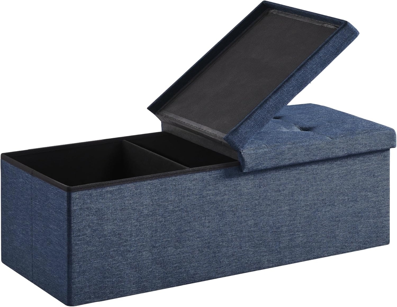 Zedelmaier Sitzbank mit Stauraum Sitzhocker Faltbar Truhen, Deckel Abnehmbar Marineblau Bild 1