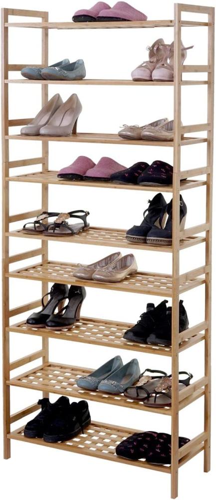 Schuhregal HWC-B53, Regal Bücherregal Badregal Standregal, Bambus ~ 9 Böden Bild 1