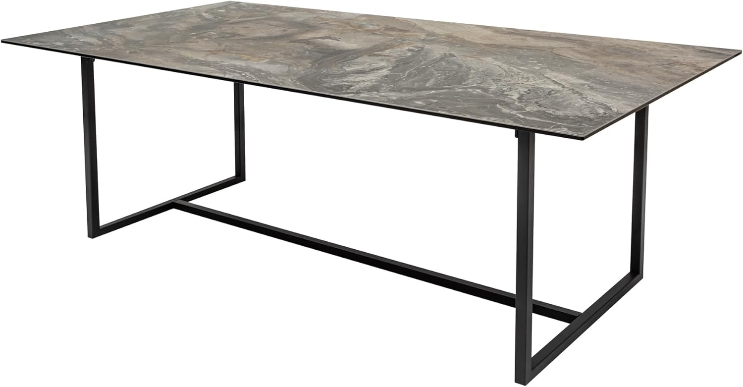 riess-ambiente Esstisch SYMBIOSE 200cm taupe / schwarz · bis 8 Personen (Einzelartikel, 1-St), Esszimmer · Keramik · Metall · Marmor-Optik · Industrial Design Bild 1