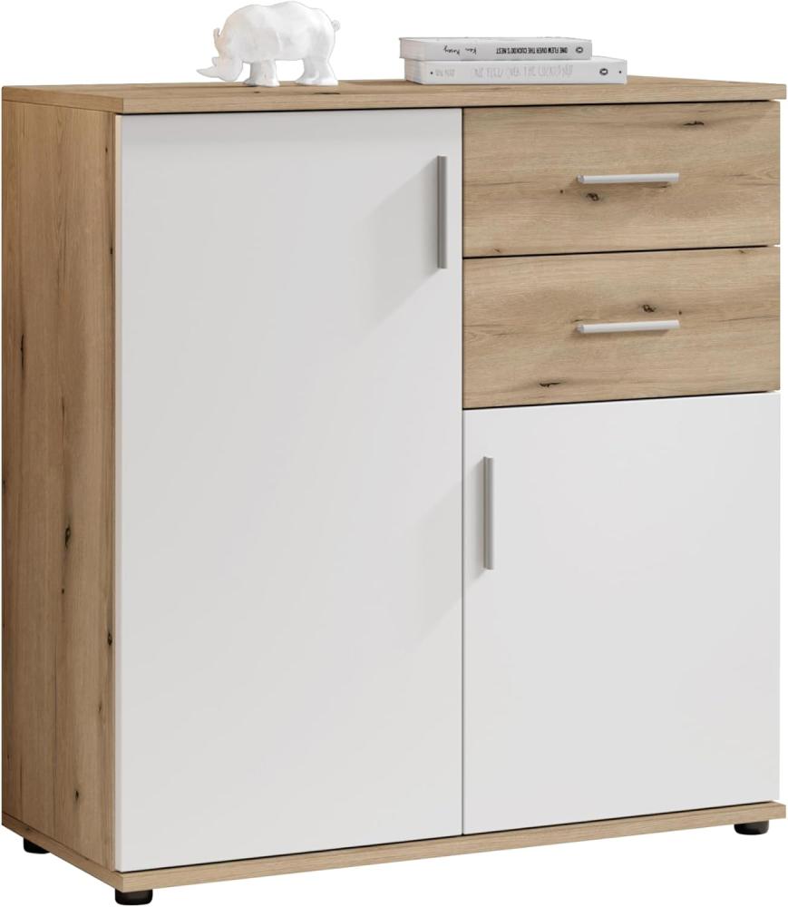 Kommode BC1040 Sideboard Evoke Eiche Nb. / Weiß ca, 80/84/35 cm Bild 1