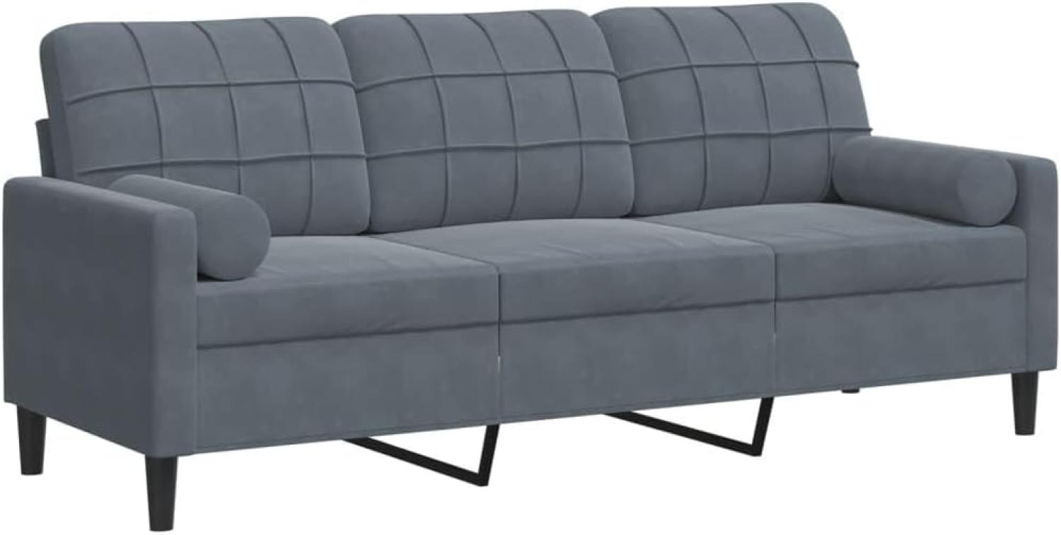 3-Sitzer-Sofa mit Zierkissen Dunkelgrau 180 cm Samt 3278230 Bild 1