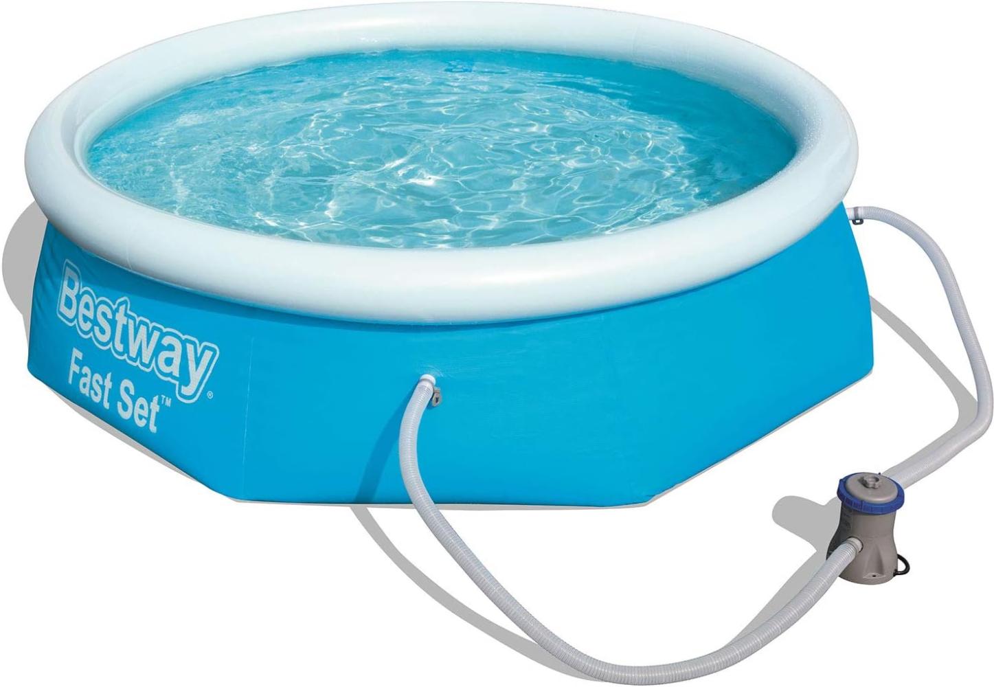 BESTWAY Fast Set Pool Rund Swimmingpool mit Filterpumpe Filter 244x66cm Bild 1