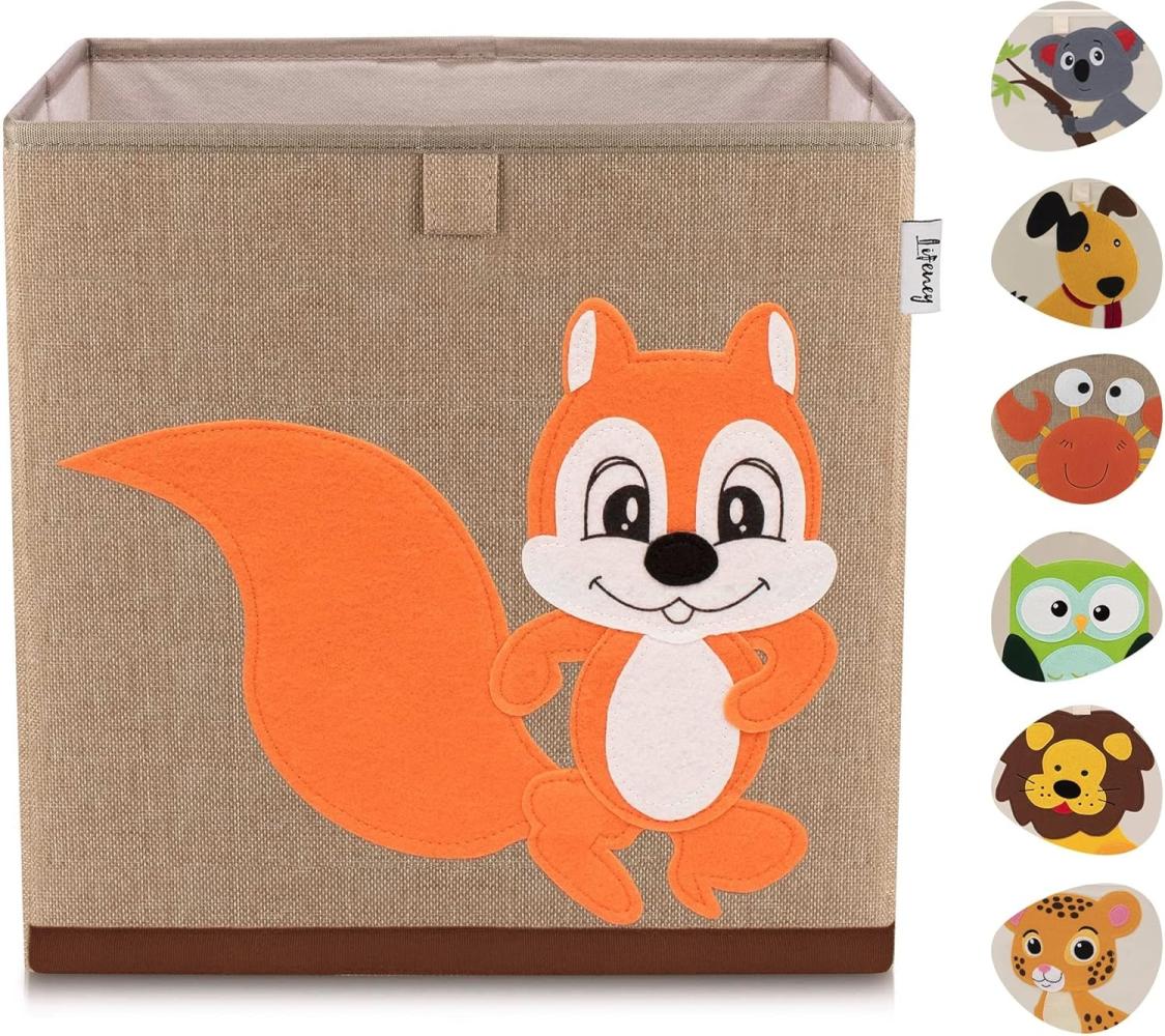 Lifeney Aufbewahrungsbox mit Eichhörnchen Motiv I Spielzeugbox mit Tiermotiv passend für Würfelregale I Ordnungsbox für das Kinderzimmer I Aufbewahrungskorb Kinder Bild 1