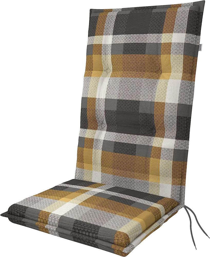 Doppler Sitzauflage "Living" High, gelb kariert, für Hochlehner (119 x 48 x 6 cm) Bild 1