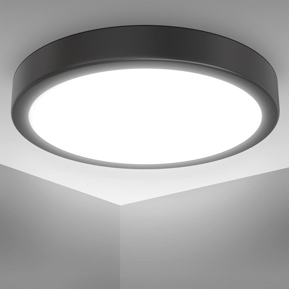 LED Deckenlampe rund Deckenleuchte Flur Küchenlampe 18W Wohnzimmer 28cm Schwarz Bild 1