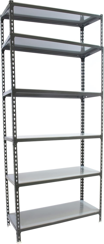 Simonrack Schwerlastregal, Lagerregal, 250 x 90 x 40 cm, Metallregal, Kellerregal, Biegestelle 180 kg, 6 Fachböden, Anthrazit/Verzinkt - Simonclick Bild 1