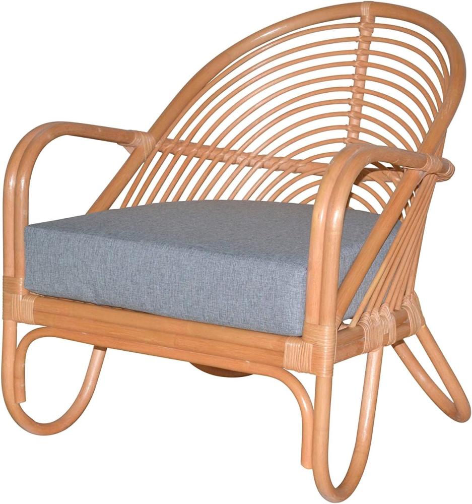 Relax-Sessel aus Rattan handgeflochten, honigfarben gebeizt, inkl. Kissen Bild 1