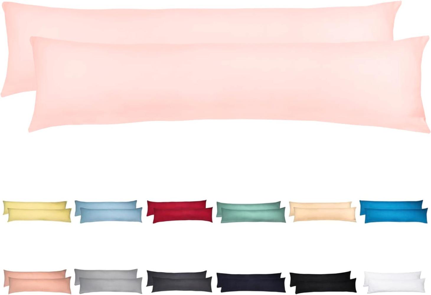 Livessa Seitenschläferkissen Bezug 40x145 (2er Set) - Verdeckter Reißverschluss an der Langen Seite,%100 Baumwolle Jersey Stoff, Oeko-Tex Zertifiziert, Ultra weich und atmungsaktiv Bild 1