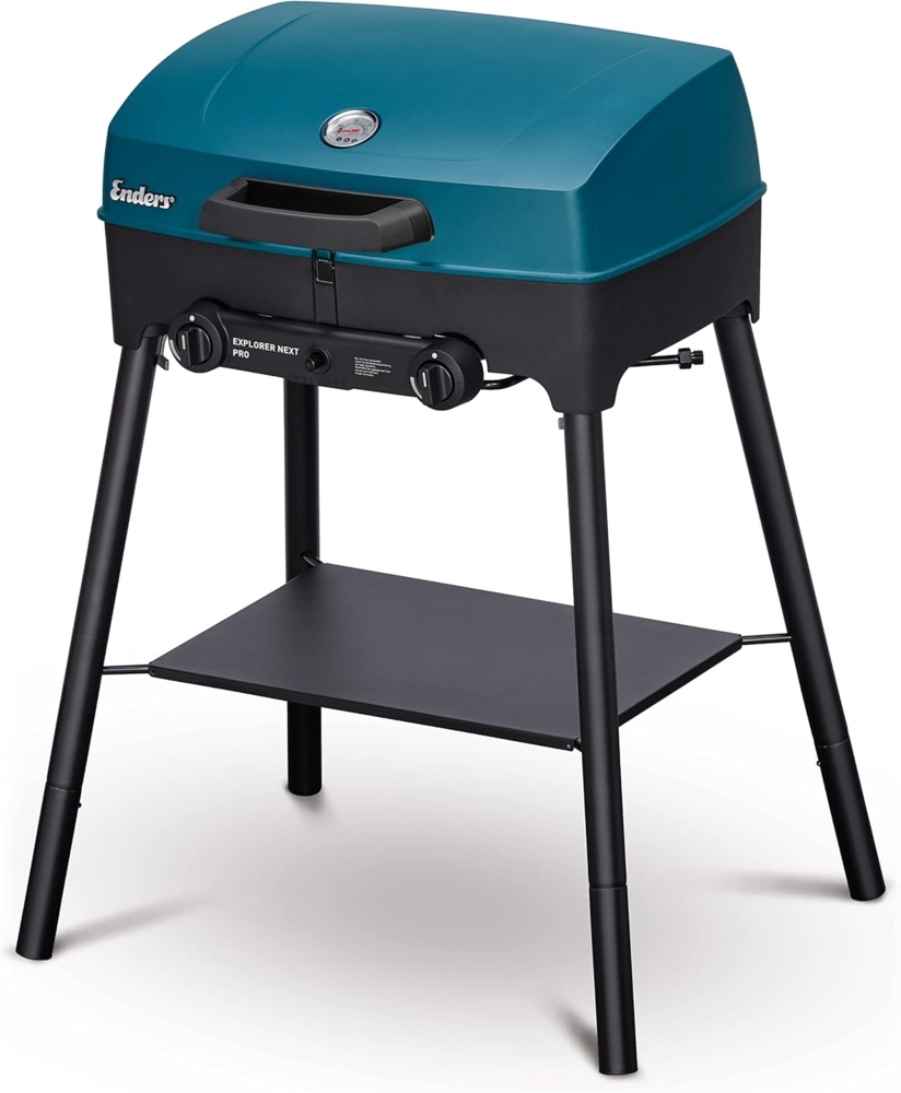 Enders® Camping Gasgrill EXPLORER NEXT PRO, Aluguss-Deckel, Grill-Thermometer, Grillen-, Kochen-, Backen Funktion, 2 Brenner Edelstahl, kleiner Balkon-Picknick-Grill, Aluguss-Grillwanne #2102 Bild 1