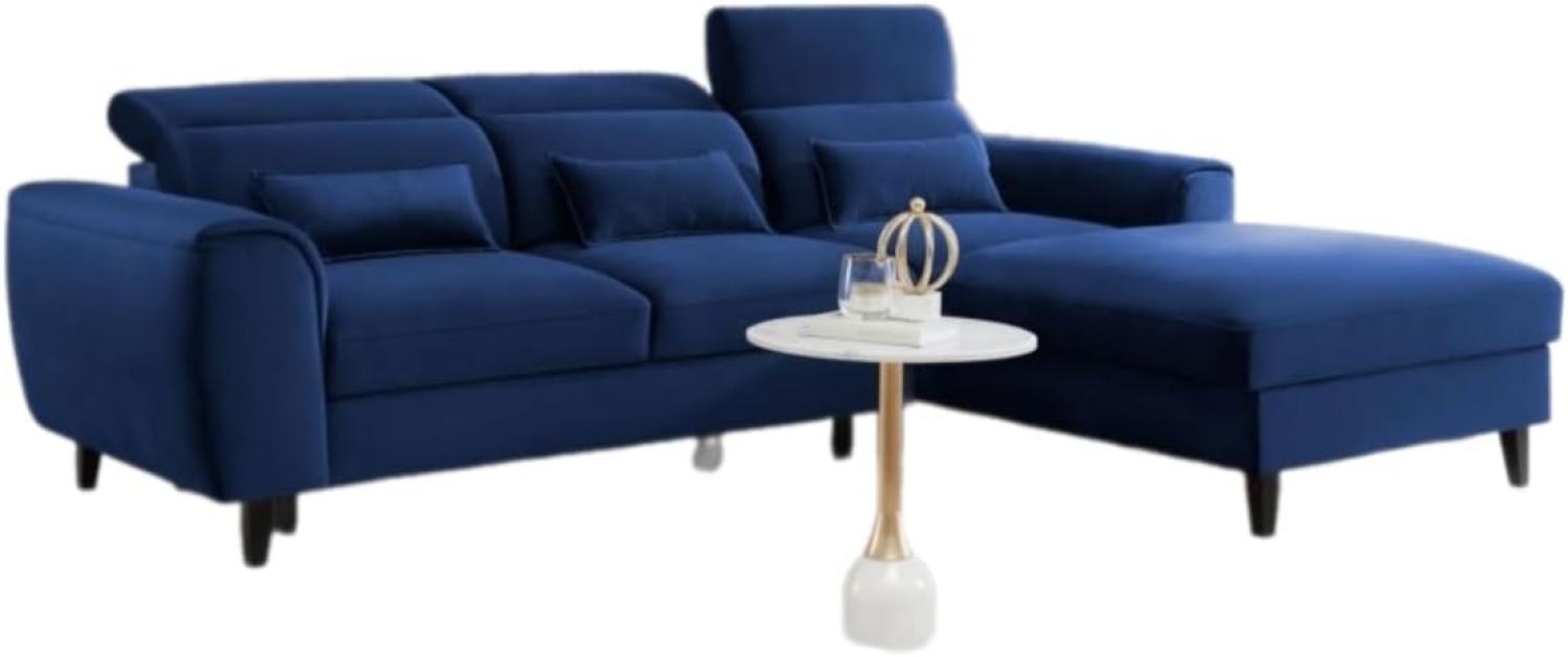 Designer Sofa Forino mit Schlaf- und Klappfunktion Blau Rechts Bild 1