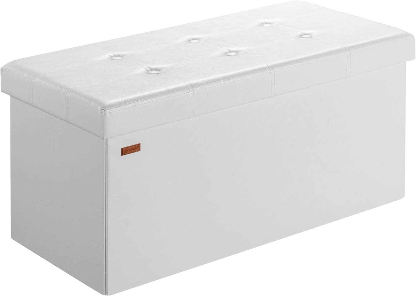 Casaria Sitztruhe mit Stauraum 80 x 40 x 40 cm Faltbar 100 L Gepolstert Deckel Kunstleder Wohnzimmer Schlafzimmer Sitzhocker Sitzbank Aufbewahrungsbox Weiß Bild 1