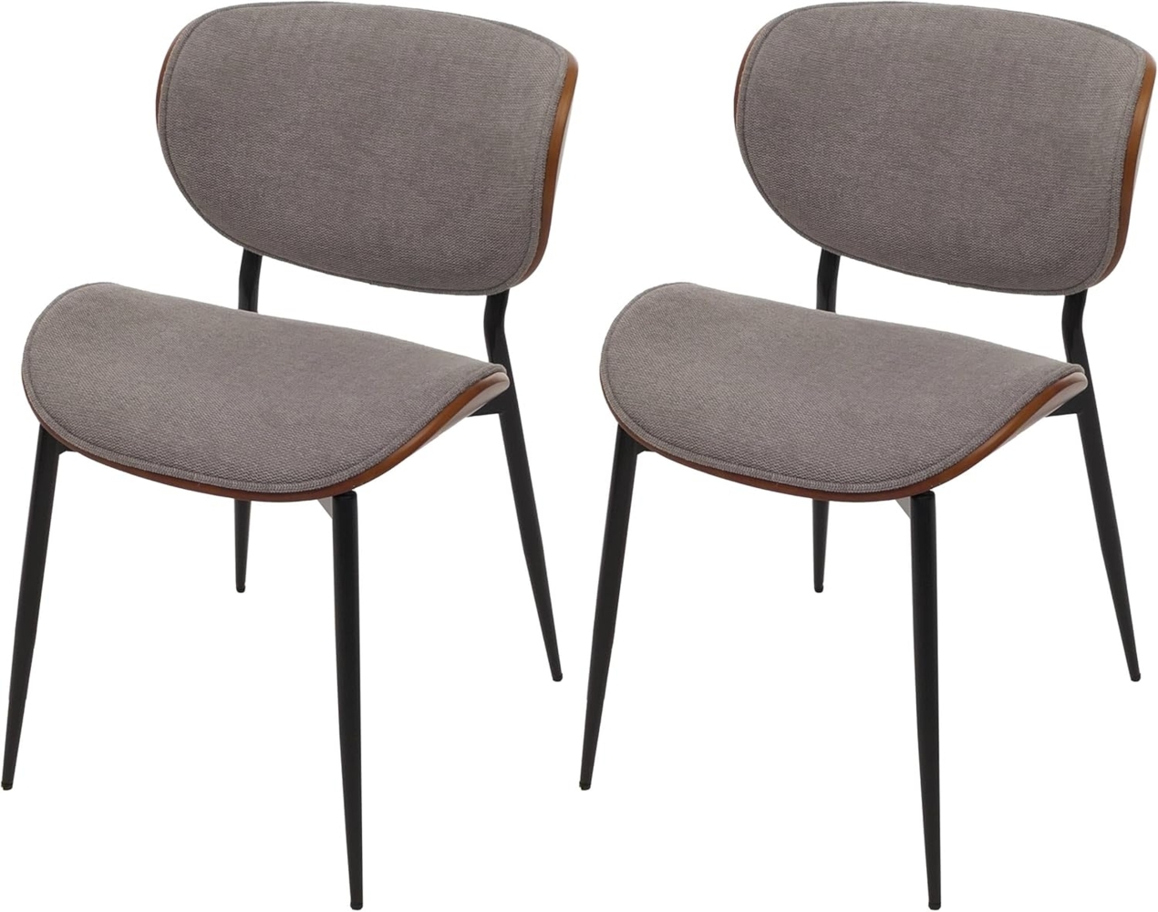 2er-Set Esszimmerstuhl HWC-O45, Bugholz Stoff (370g/m²) Öko-Tex FSC®-zertifiziert ~ Walnuss-Optik, hellgrau Bild 1