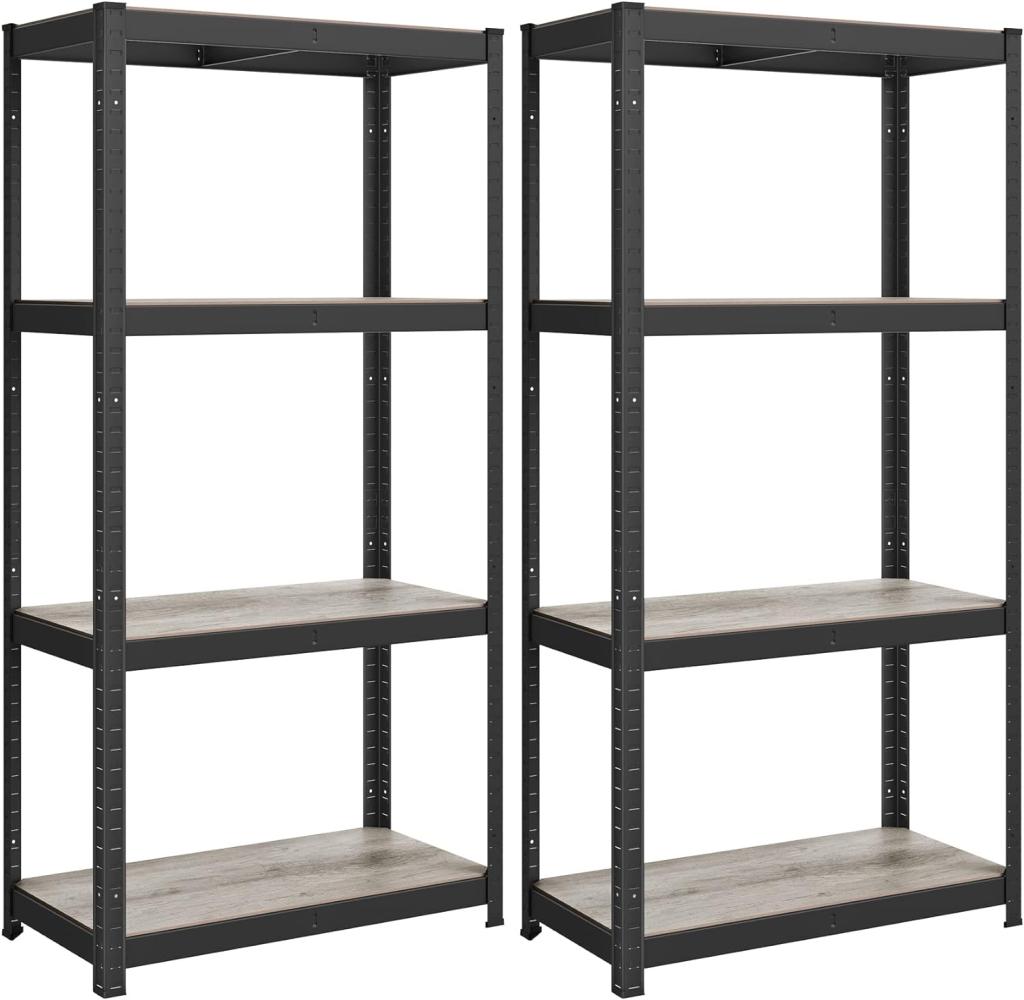 Songmics Standregal, 2er Set, Bücherregal, Lagerregal, 4 Ablagen, verstellbar, 40 x 80 x 160 cm, jeweils bis 520 kg belastbar, für Küche, Wohnzimmer, Greige-schwarz GLR044B22 Bild 1