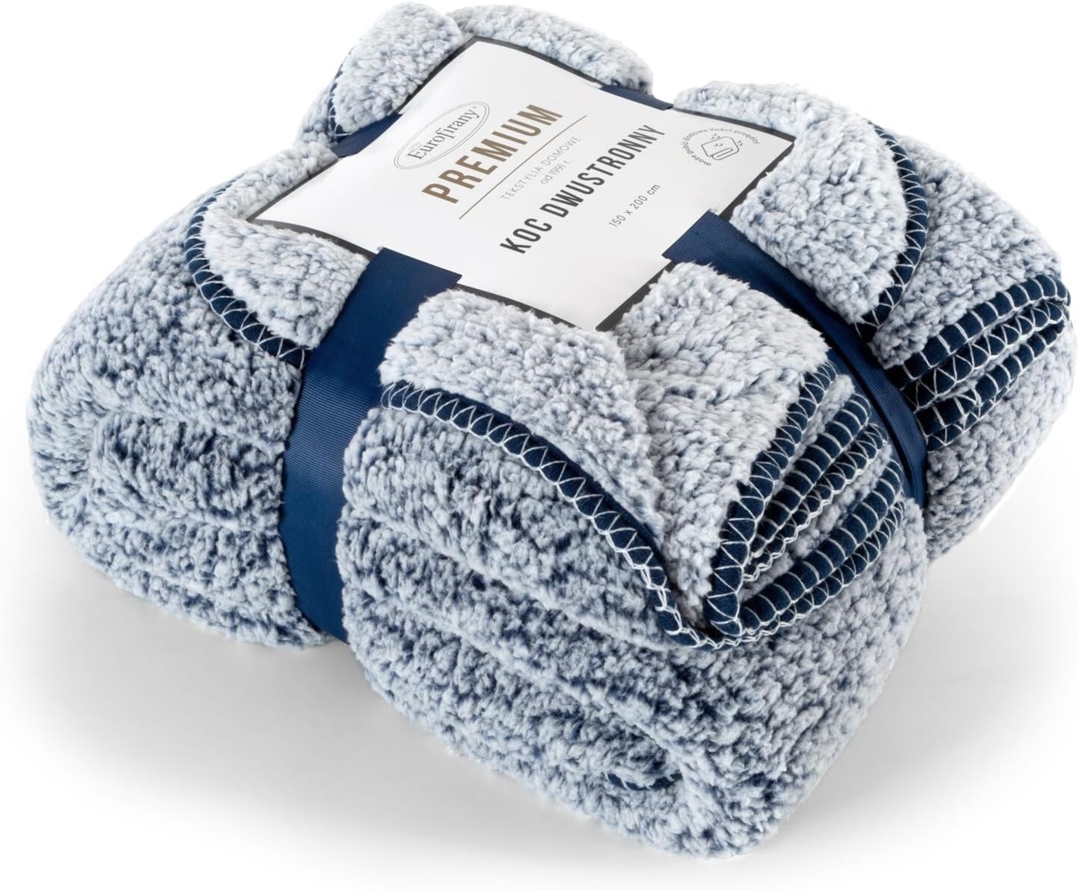 Wohndecke KOALA Gesteppte Sofadecke Wohndecke Tagesdecke Bettüberwurf Kuscheldecke marine weiß 150x200 cm Bild 1