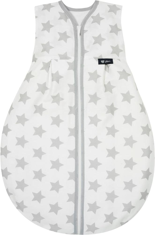 Alvi Kugelschlafsack Molton | Alvi Sommerschlafsack | Babyschlafsack ärmellos 100% Baumwolle | Unwattierter Alvi Außensack | Leichter Baumwoll-Schlafsack, Größe:100, Design:Stars silber Bild 1