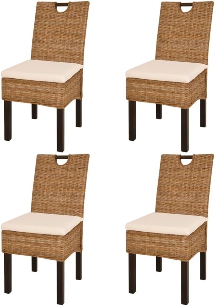 vidaXL Esszimmerstühle 4 Stk. Kubu-Rattan Mangoholz 274362 Bild 1