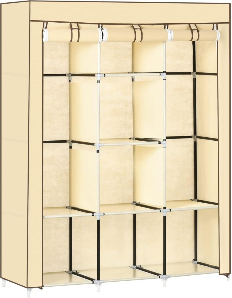 HOMCOM Stoffschrank Faltschrank, Faltbare Garderobe aus Vliesstoff (Kleiderschrank, 1-St, Tücherschrank) Beige, 125 x 43 x 162,5 cm Bild 1