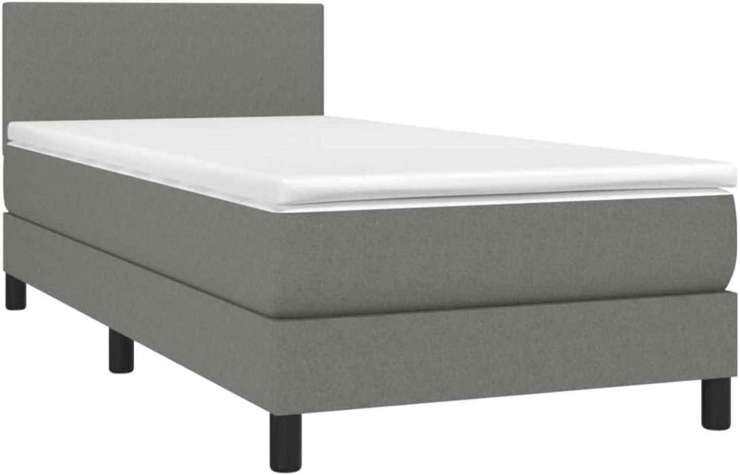 vidaXL Boxspringbett mit Matratze & LED Dunkelgrau 90x200 cm Stoff 3132966 Bild 1