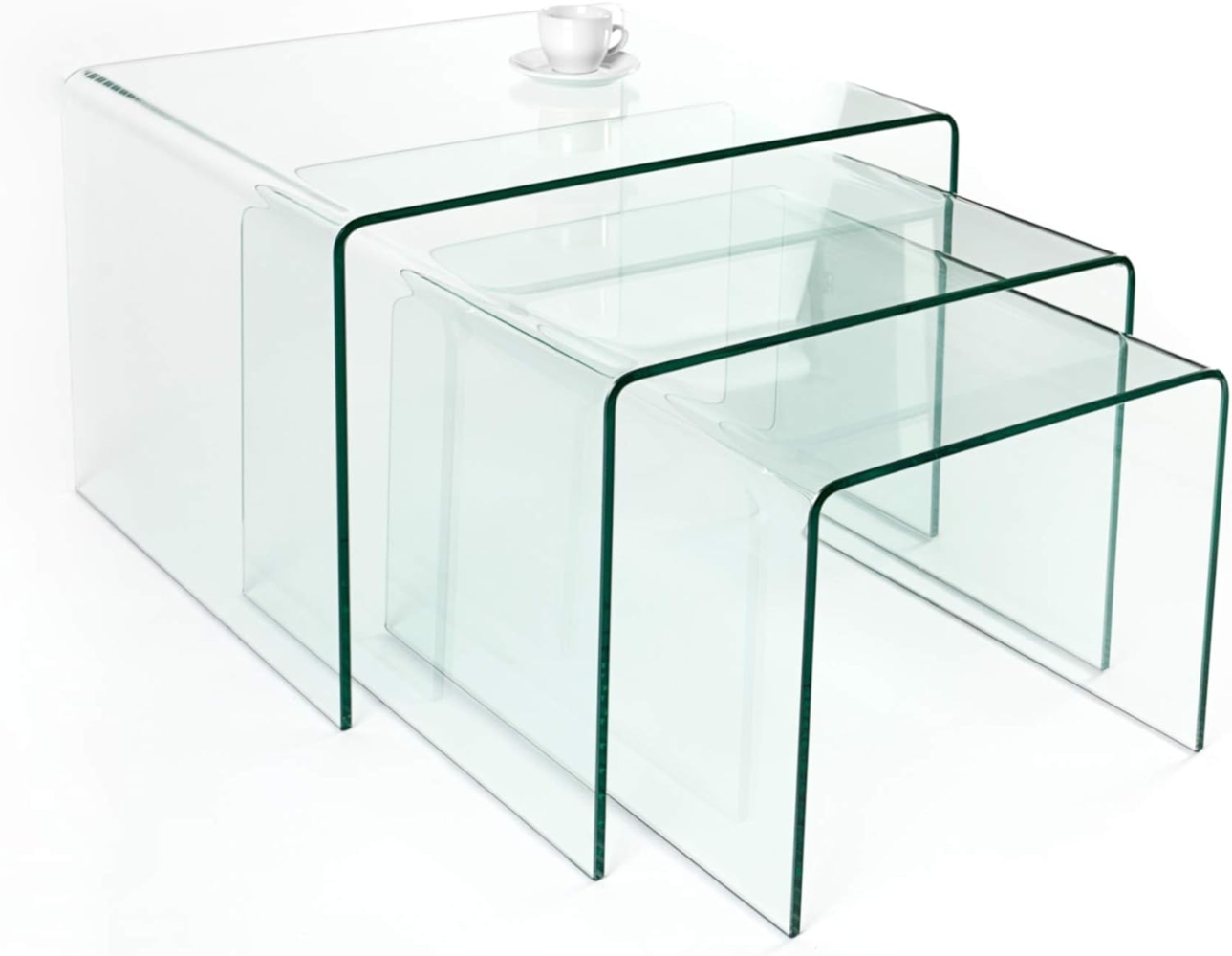 riess-ambiente Couchtisch FANTOME 60cm transparent (Set, 3-St), Wohnzimmer · Glas · eckig · Modern Design Bild 1