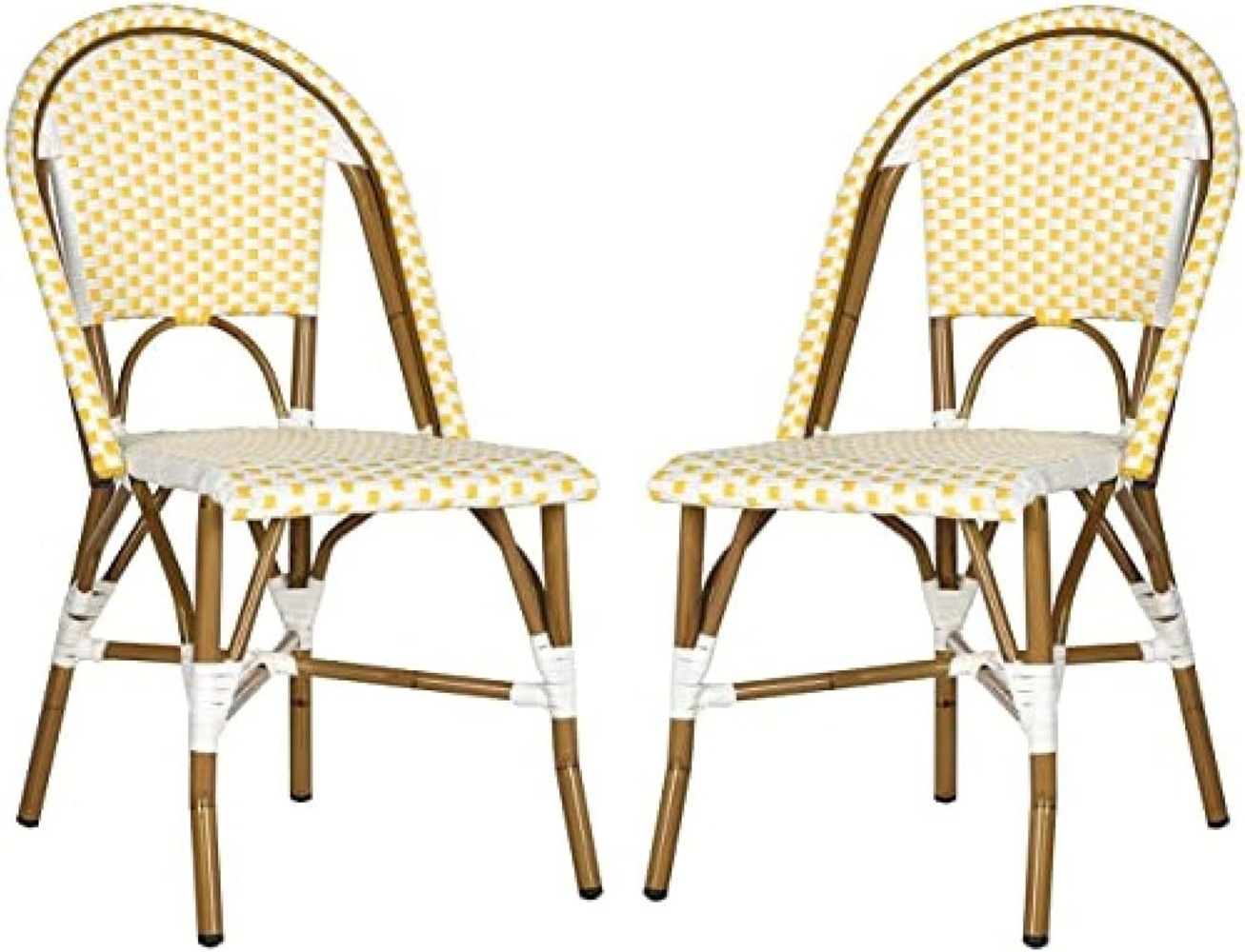 SAFAVIEH Outdoor Dining Chairs - Set of 2, in Yellow and White and Light Brown Bild 1